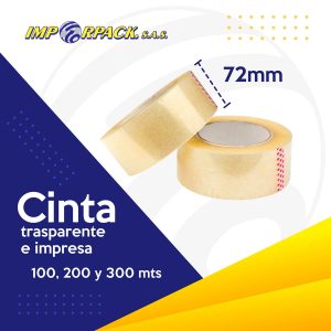 Cinta adhesiva transparente de 72mm x 300 metros para empaque industrial - Imporpack