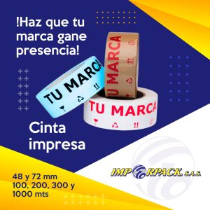Cinta adhesiva impresa personalizada con tu marca, ideal para embalaje