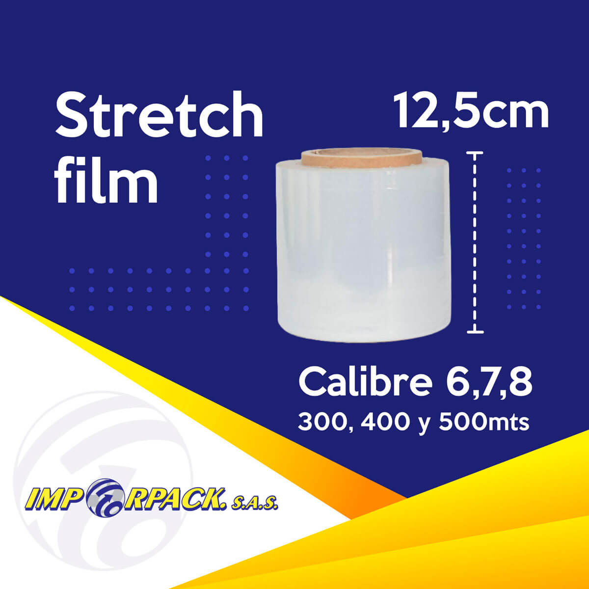 Stretch film 12,5 cm – Vinipel compacto de alta resistencia