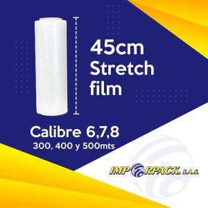Rollos de Stretch Film de 45cm calibre 6, 7 y 8 para embalaje industrial