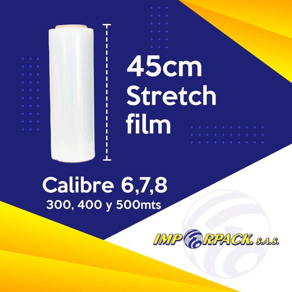 Rollos de Stretch Film de 45cm calibre 6, 7 y 8 para embalaje industrial