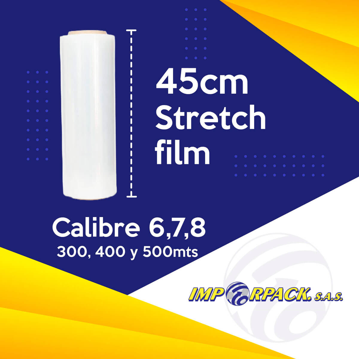 Stretch film de 45 cm para máxima cobertura y resistencia