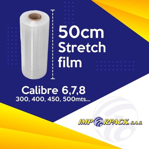 Stretch Film de 50 cm calibre 6, 7 y 8 para empaque y logística