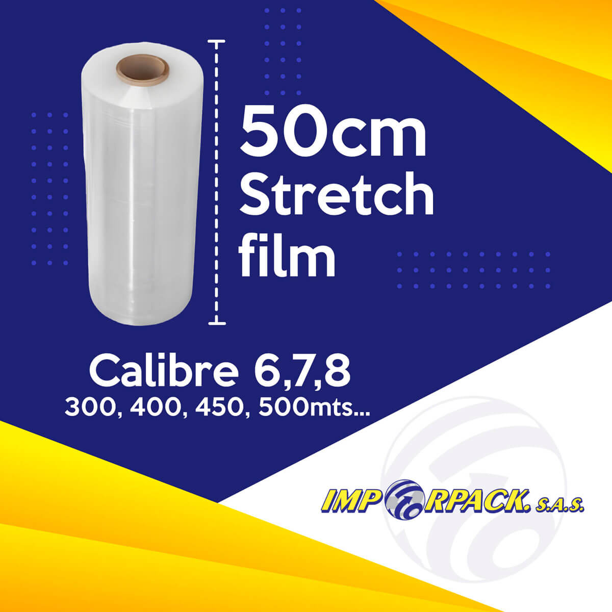 Stretch film de 50 cm ideal para embalaje profesional